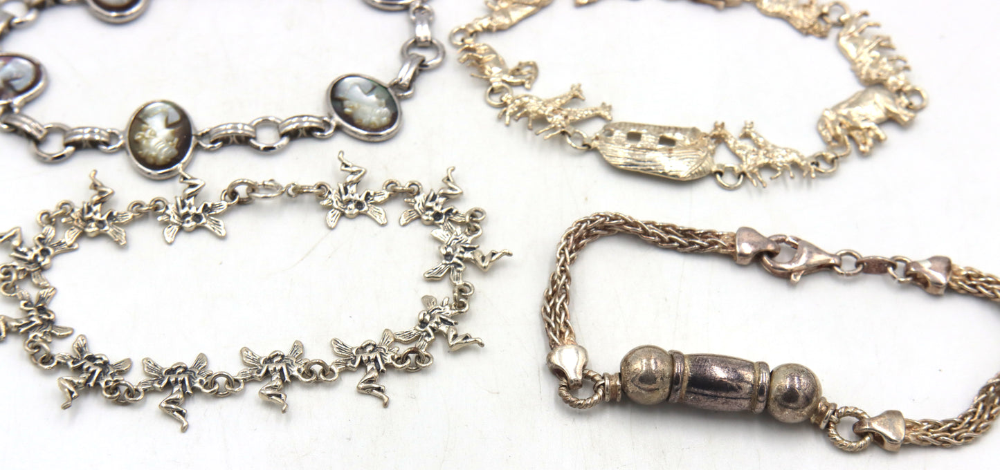 Group lot of Vintage 925 sterling silver bracelets
