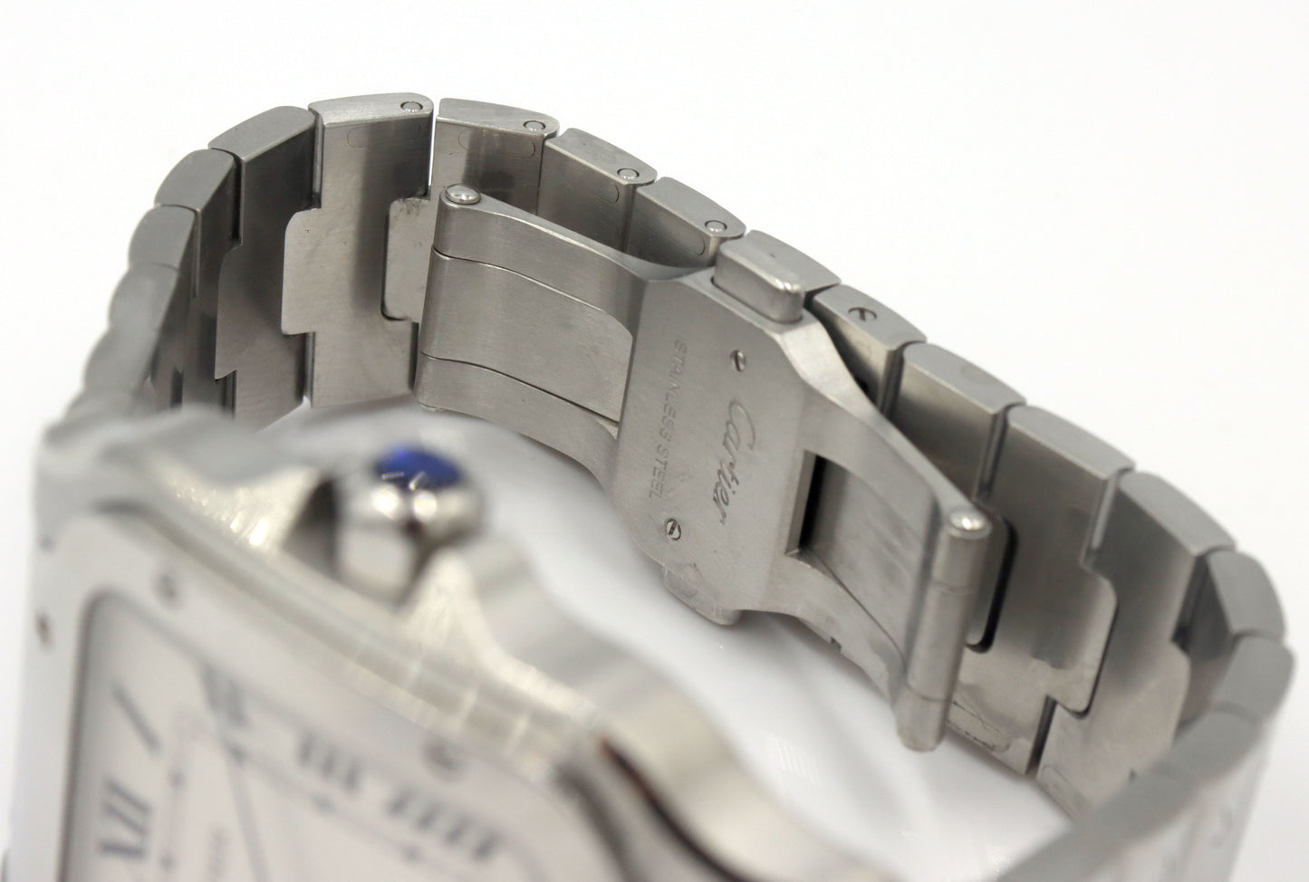 Cartier Santos date stainless steel watch