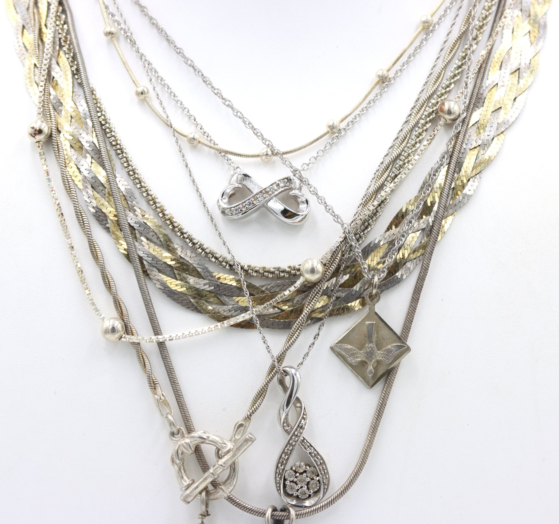Group lot of Vintage 925 sterling silver necklaces