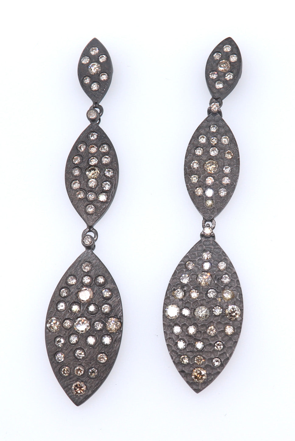 Gorgeous Oxidized Sterling Silver Earrings with Diamonds