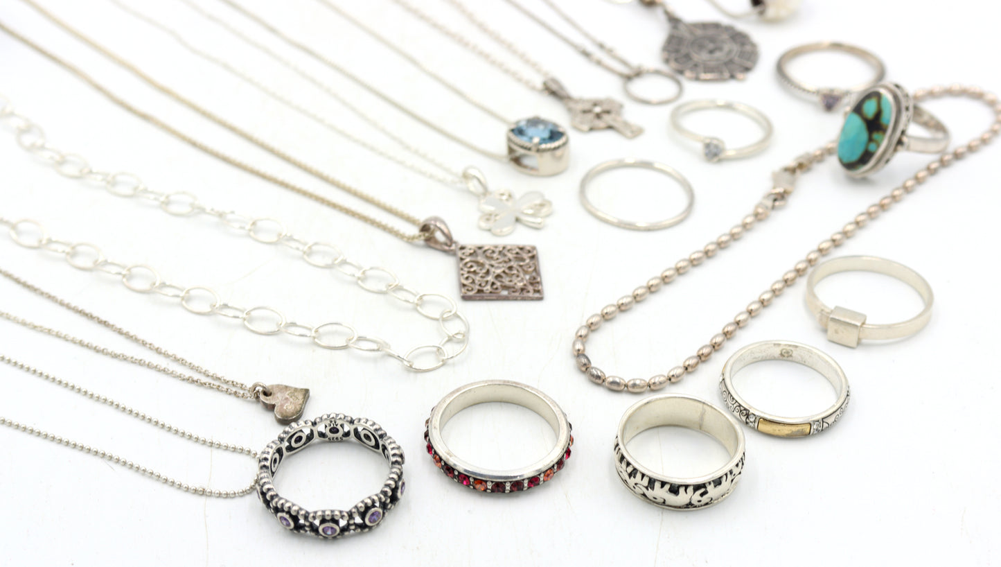 Big group lot of Vintage 925 sterling silver miscellaneous jewelry