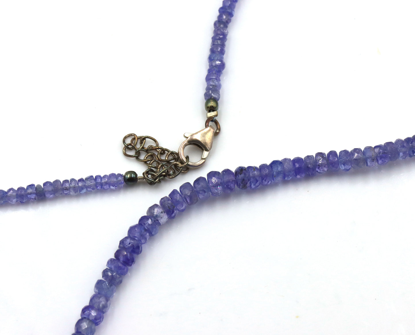 Tanzanite bead necklace with sterling silver clasp