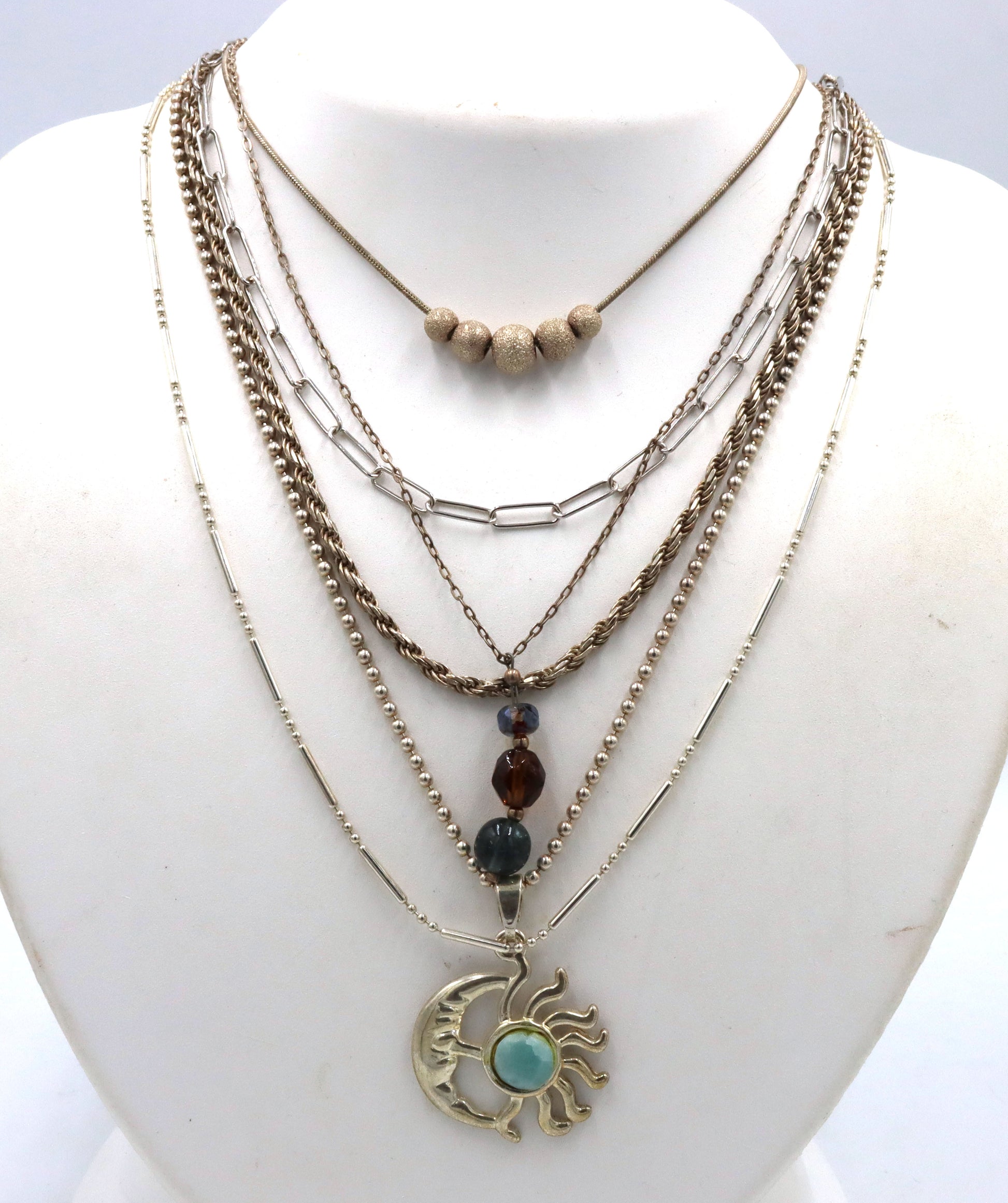 Group lot of 6 Vintage 925 sterling silver necklaces