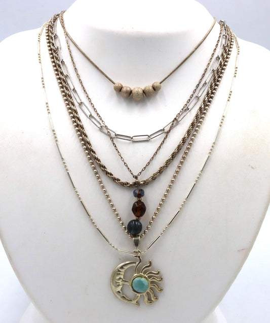 Group lot of 6 Vintage 925 sterling silver necklaces