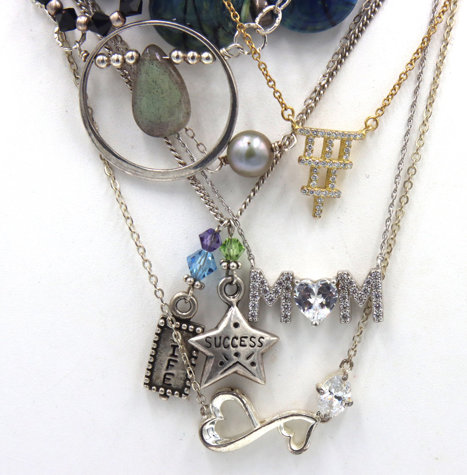 Group lot of Vintage 925 sterling silver necklaces