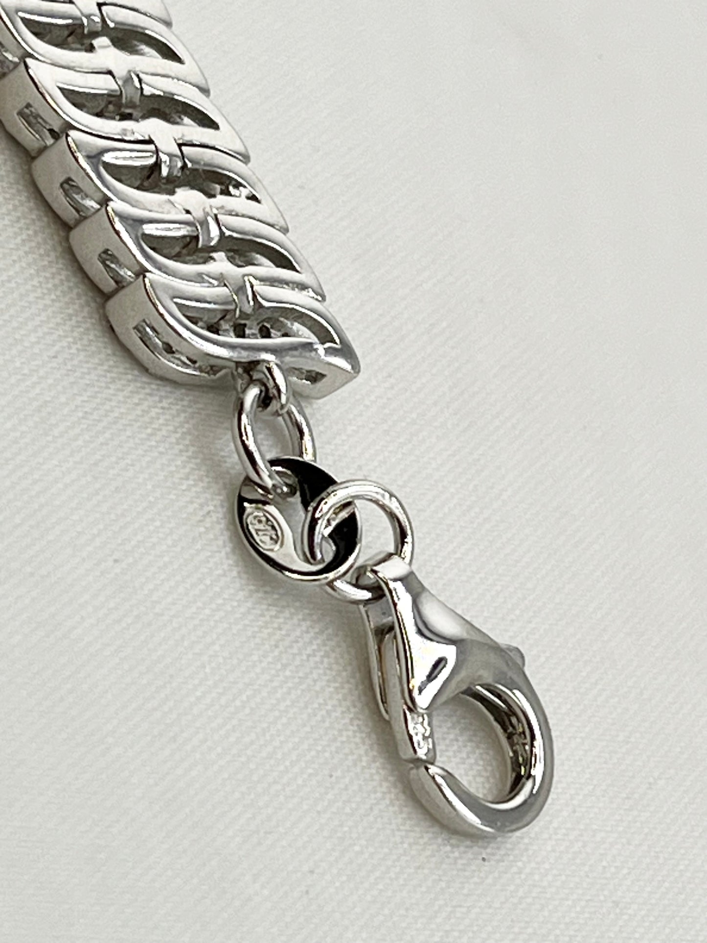 925 Sterling Silver CZ Wave Link Bracelet