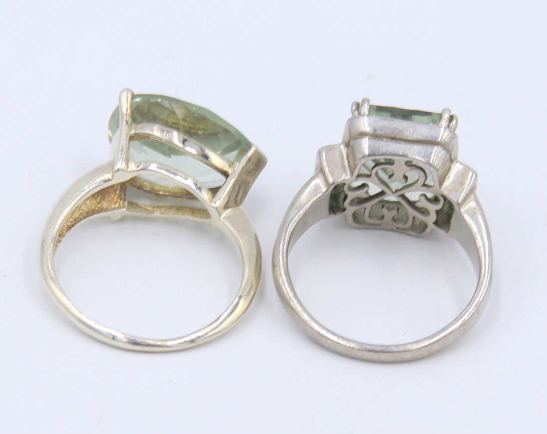 Set of 925 Sterling Silver Green Amethyst Jewelry