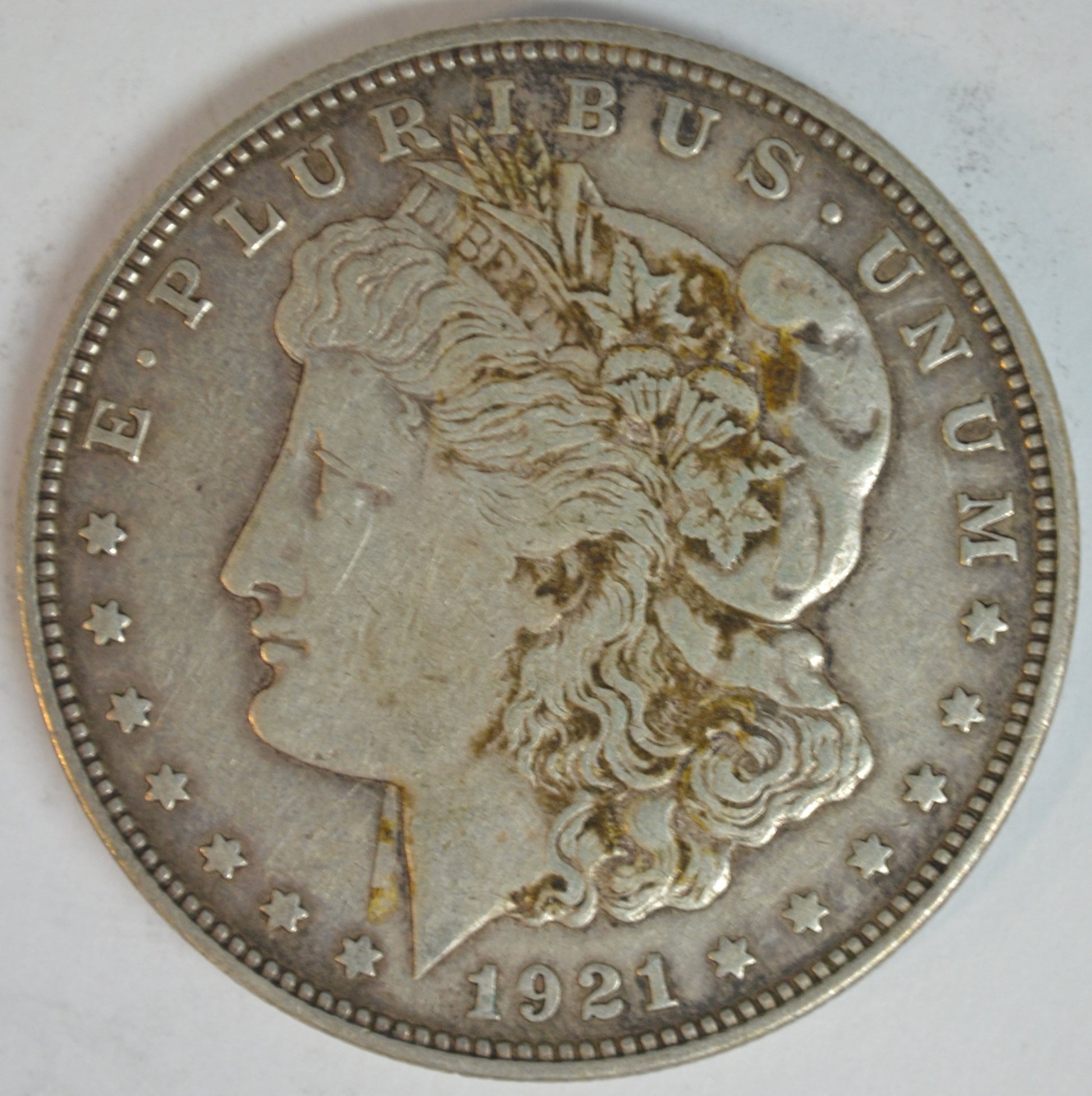 1921-D Morgan Silver Dollar Denver Mint Better Date About Uncirculated Details
