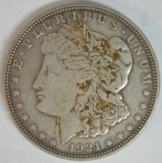 1921-D Morgan Silver Dollar Denver Mint Better Date About Uncirculated Details