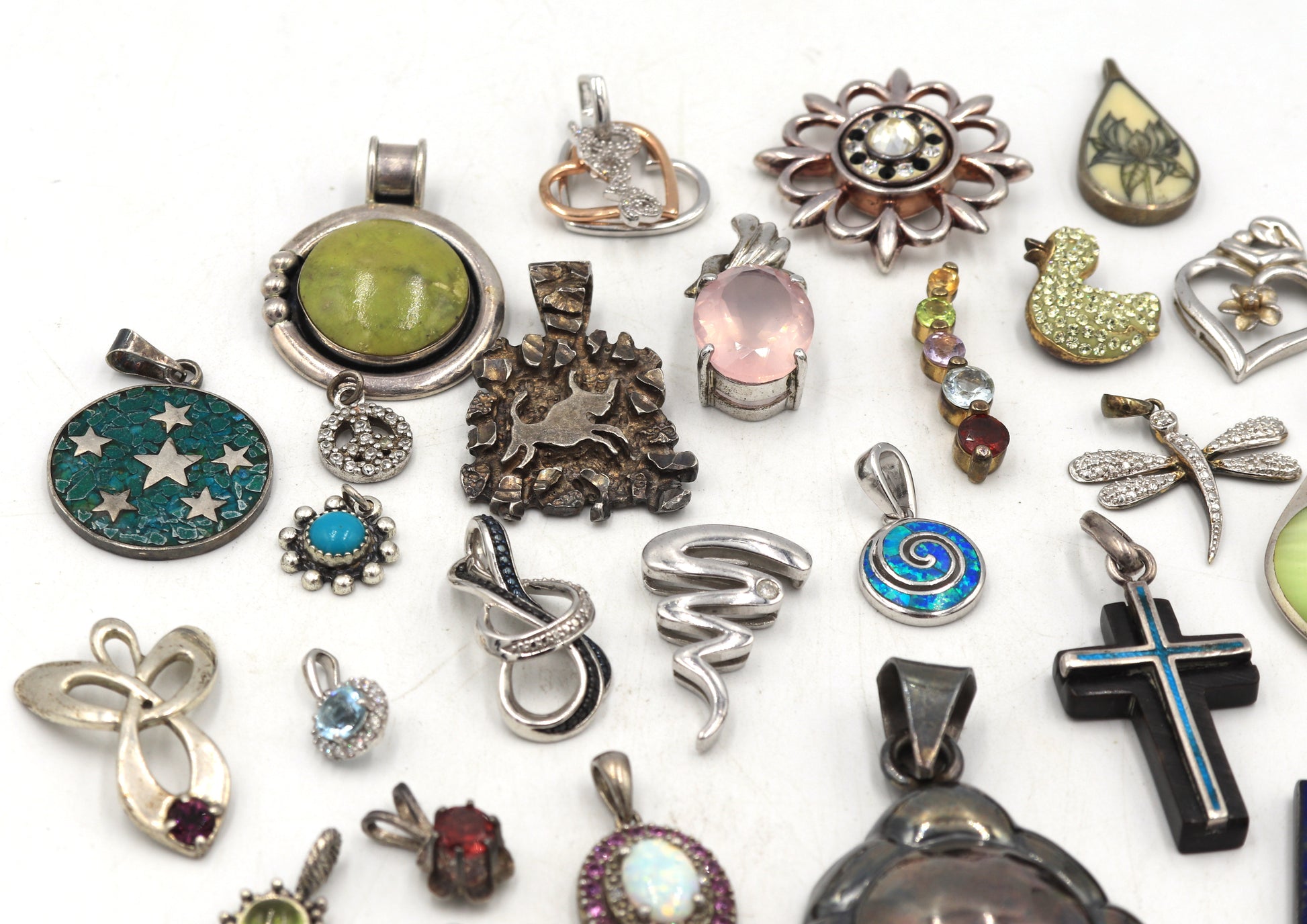 Group lot of vintage 925 sterling silver pendants