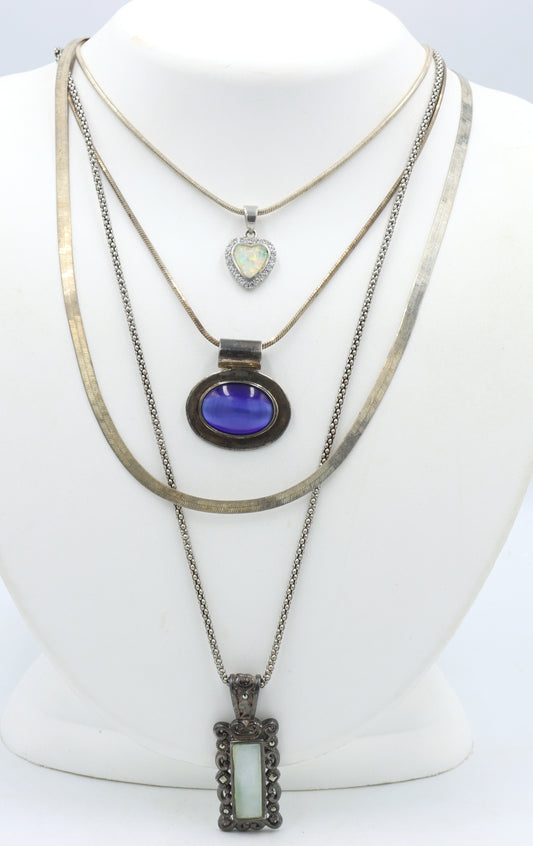 Group lot of  Vintage 925 sterling silver necklaces