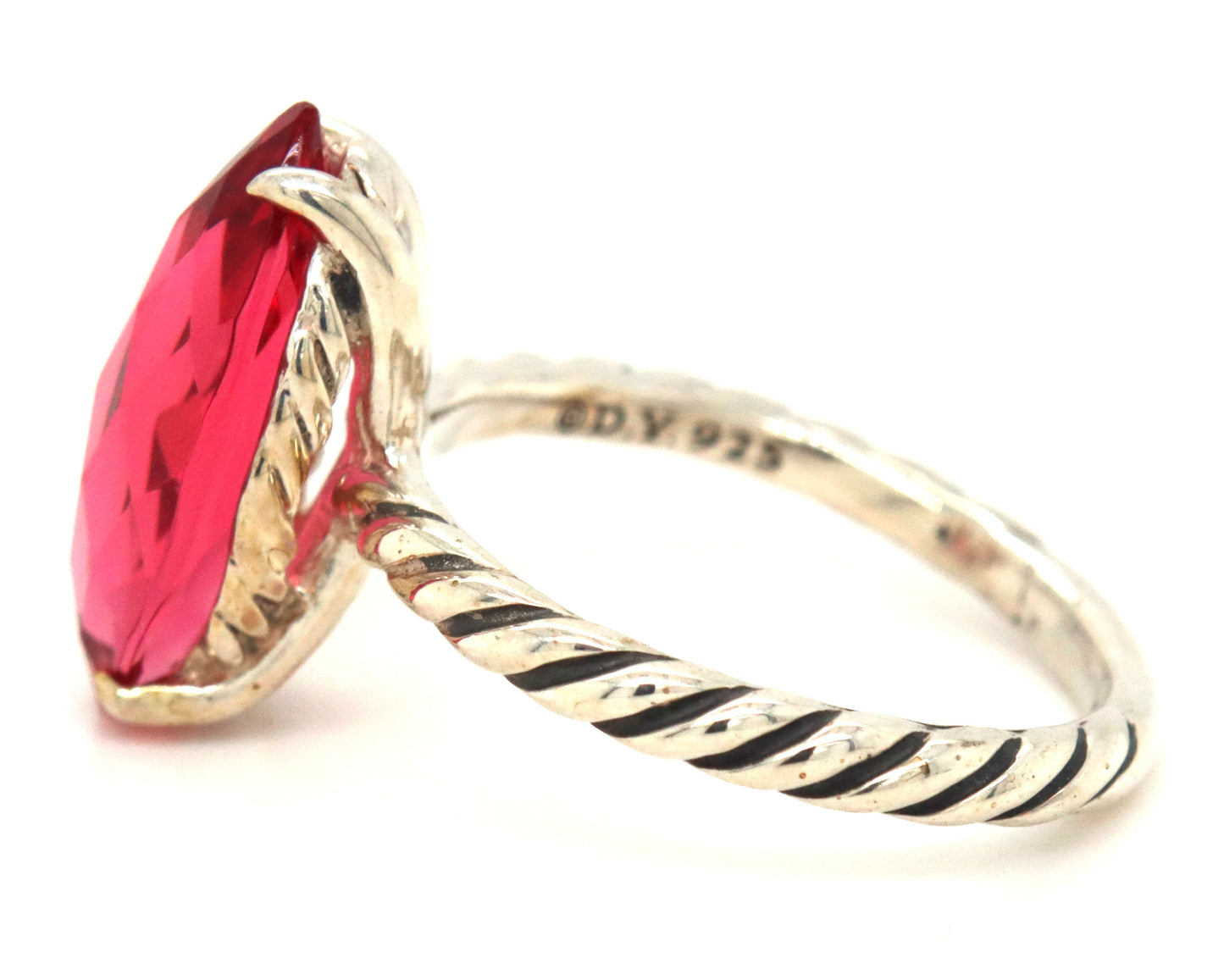 David Yurman red stone marquise shaped ring