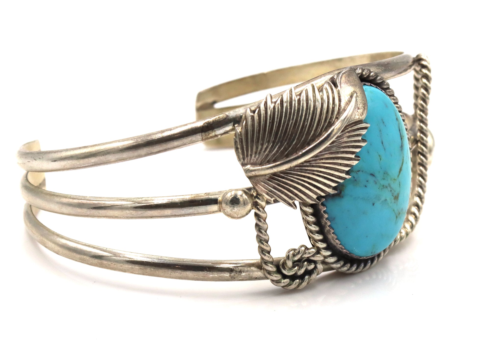 925 Sterling silver signed turquoise cuff bangle