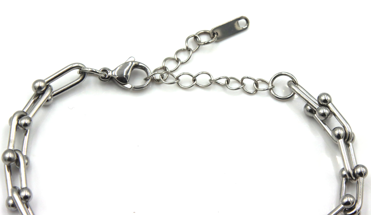 Stainless steel hardwear graduated link bracelet
