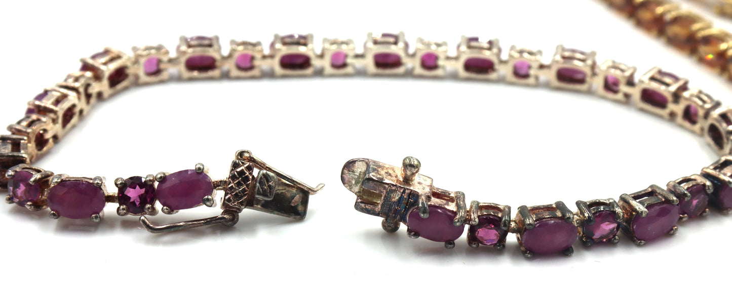 Lot of 2 Vintage 925 sterling silver cubic zirconia bracelets
