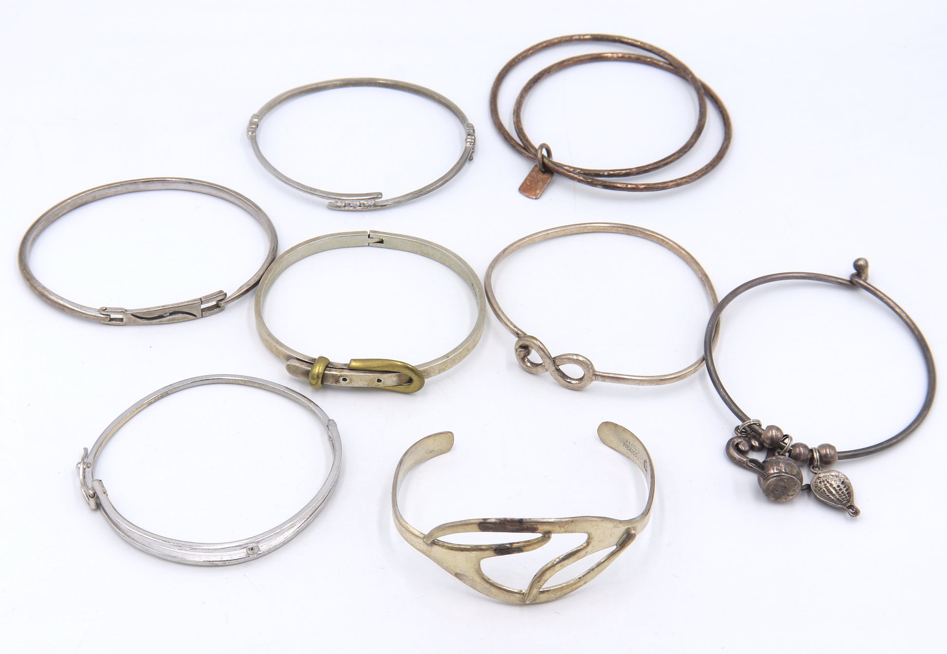 Group lot of vintage 925 sterling silver bangles
