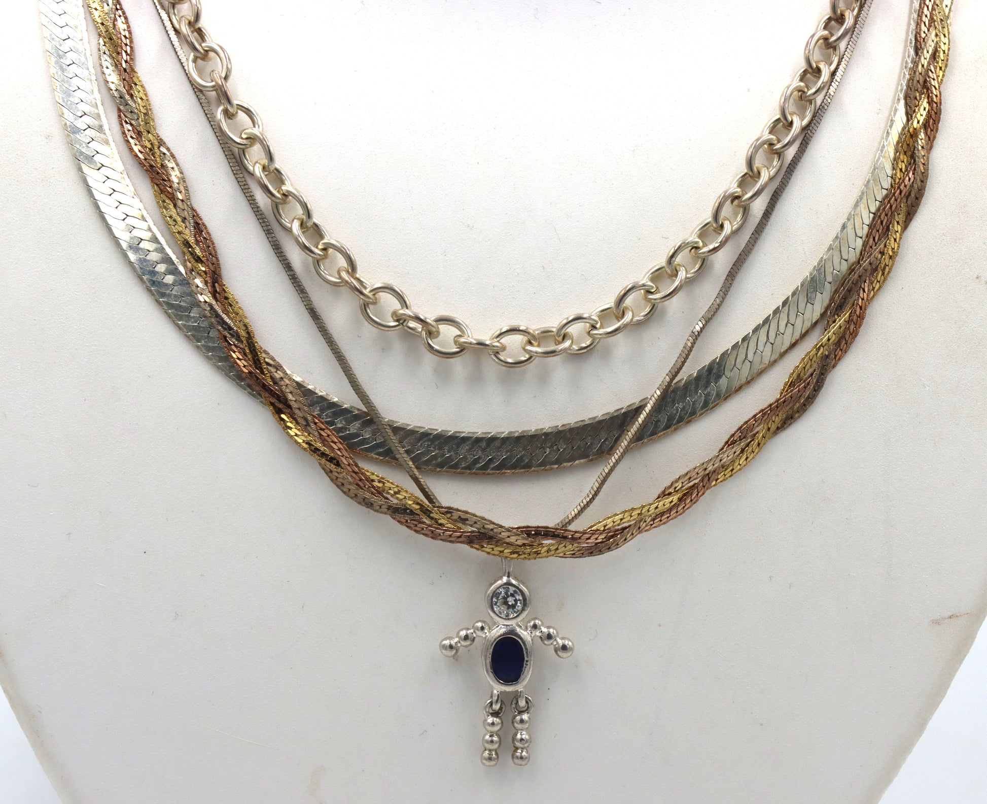Vintage 925 sterling silver group lot of 4 necklaces