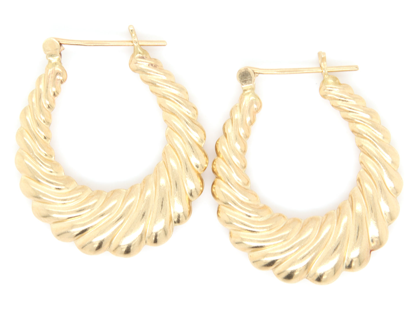 14kt Yellow gold shrimp hoop earrings