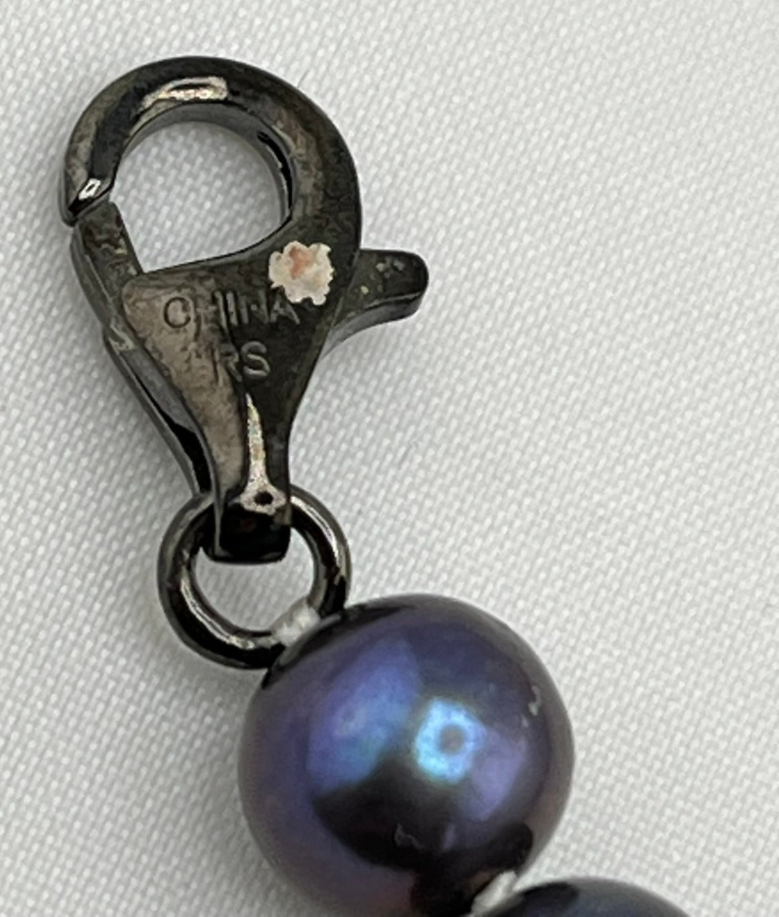 925 Sterling Silver Ross Simons Iridescent Gray And pinK Pearl With Rhinestone Accent Necklace
