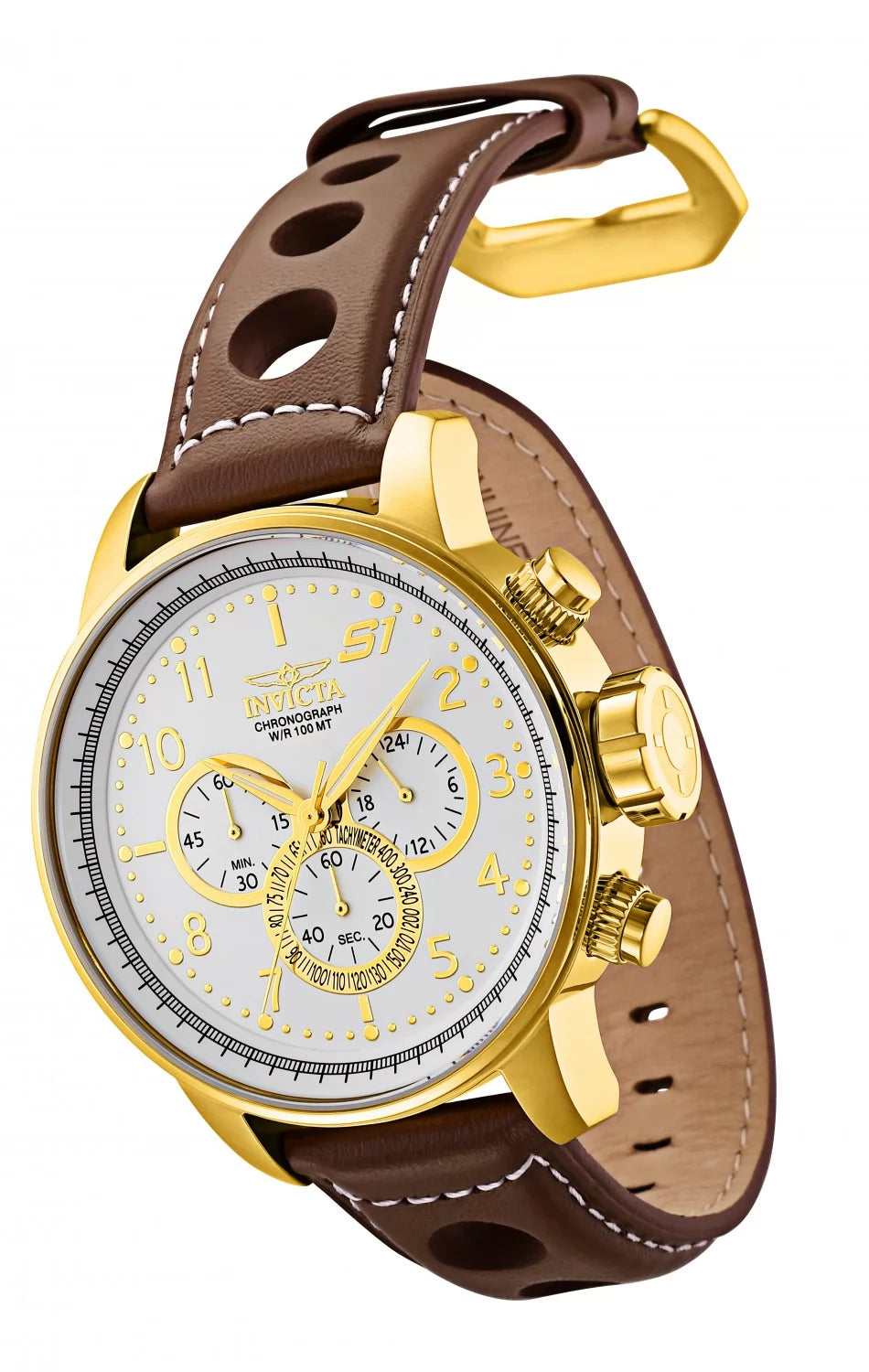 Invicta Men's S1 Rally Quartz Multifunction Gold, Antique Silver Dial Watch