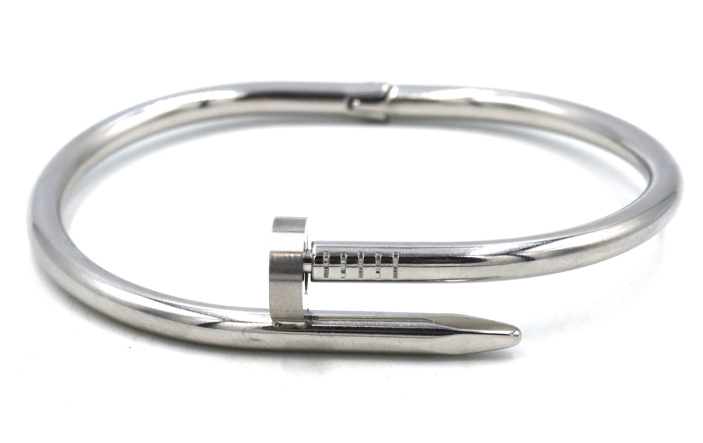 Stainless steel nail cuff bangle
