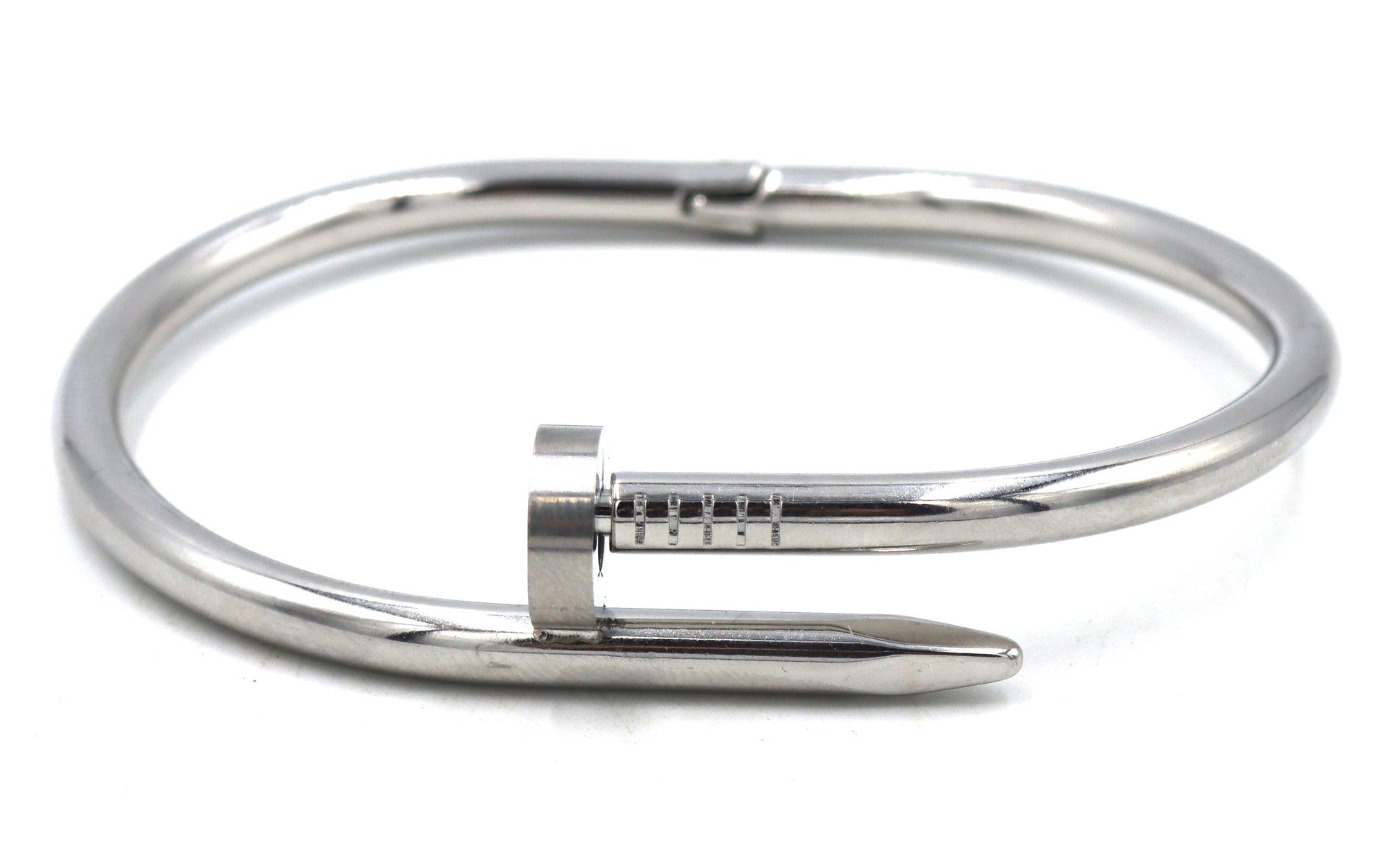Stainless steel nail cuff bangle