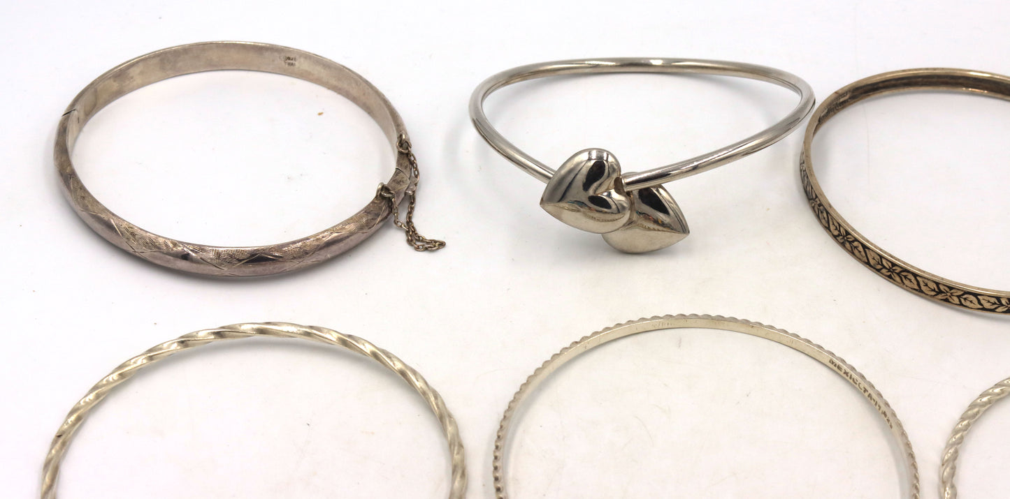 Big group lot of vintage 925 sterling silver bangles
