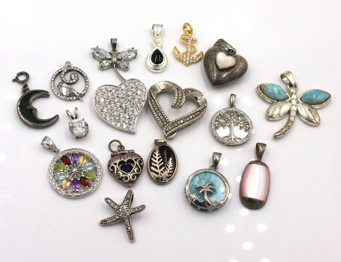 Vintage 925 sterling silver group lot of pendants