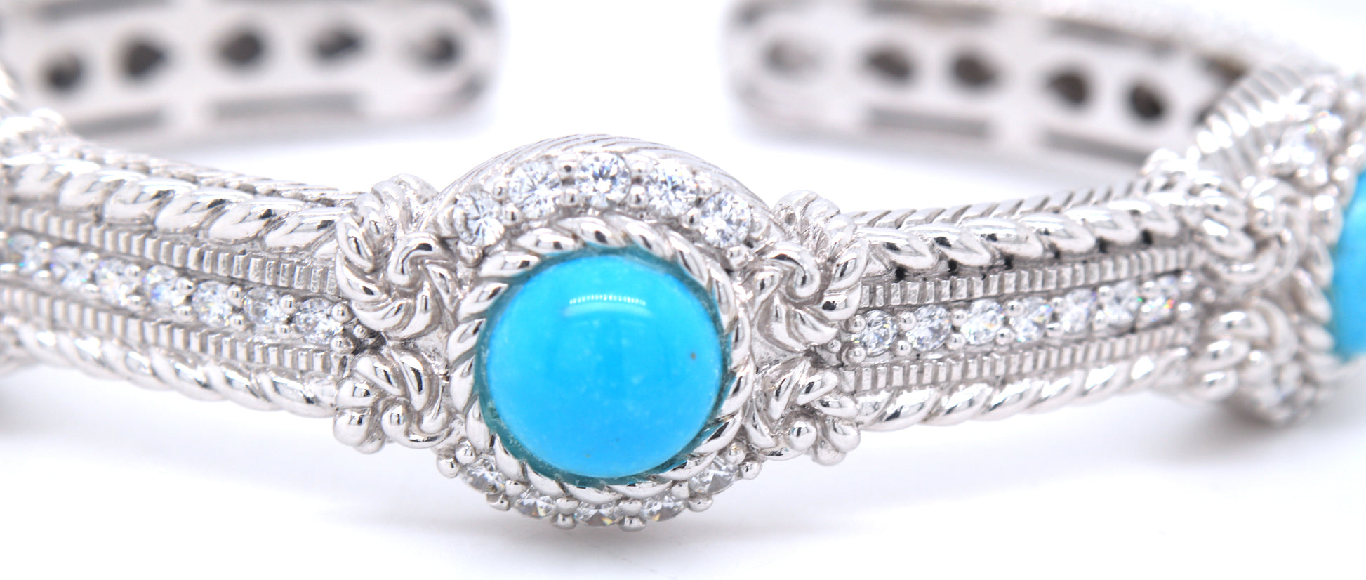 Judith Ripka sterling silver Turquoise cuff bangle