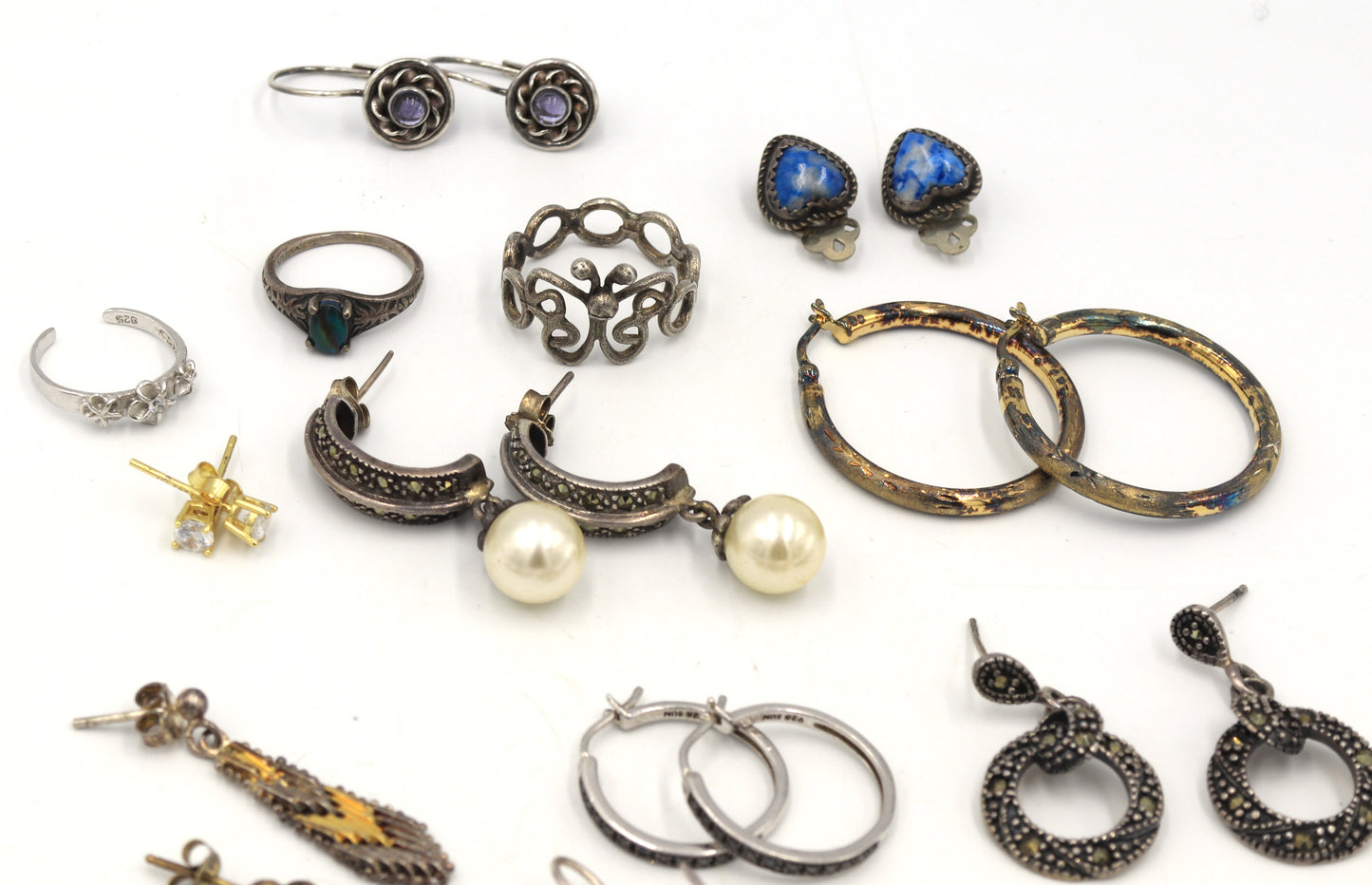 Group lot of Vintage 925 sterling silver earrings and rings