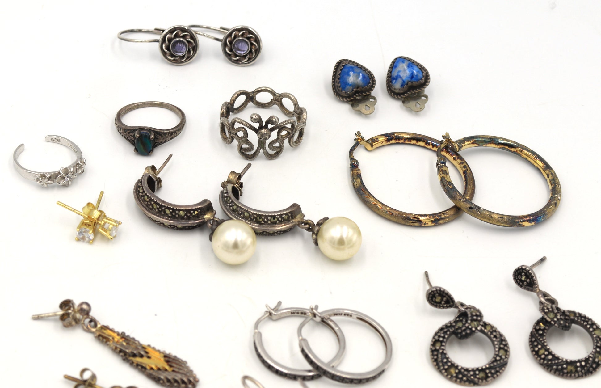 Group lot of Vintage 925 sterling silver earrings and rings