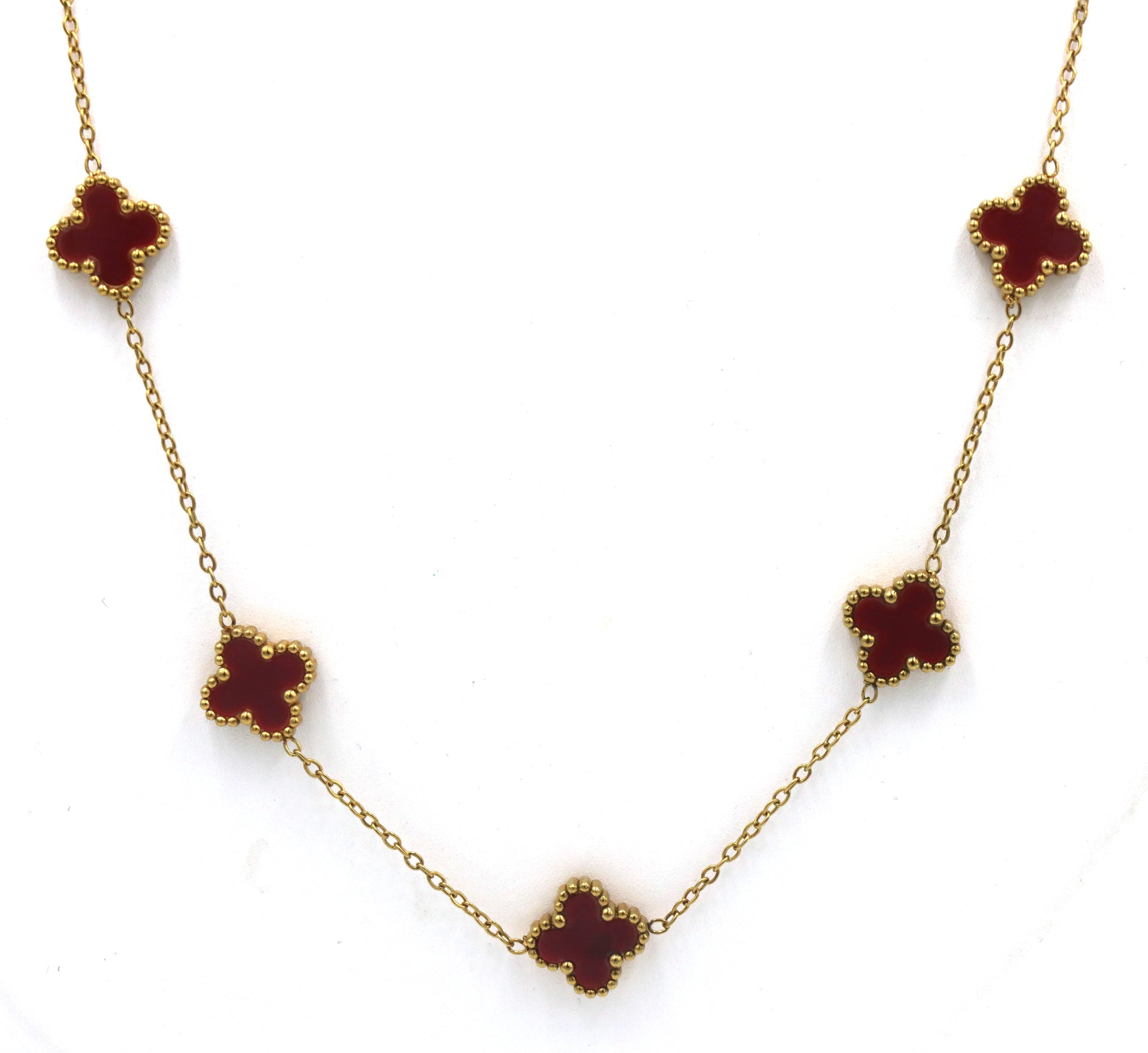 Gold plated clover station necklace