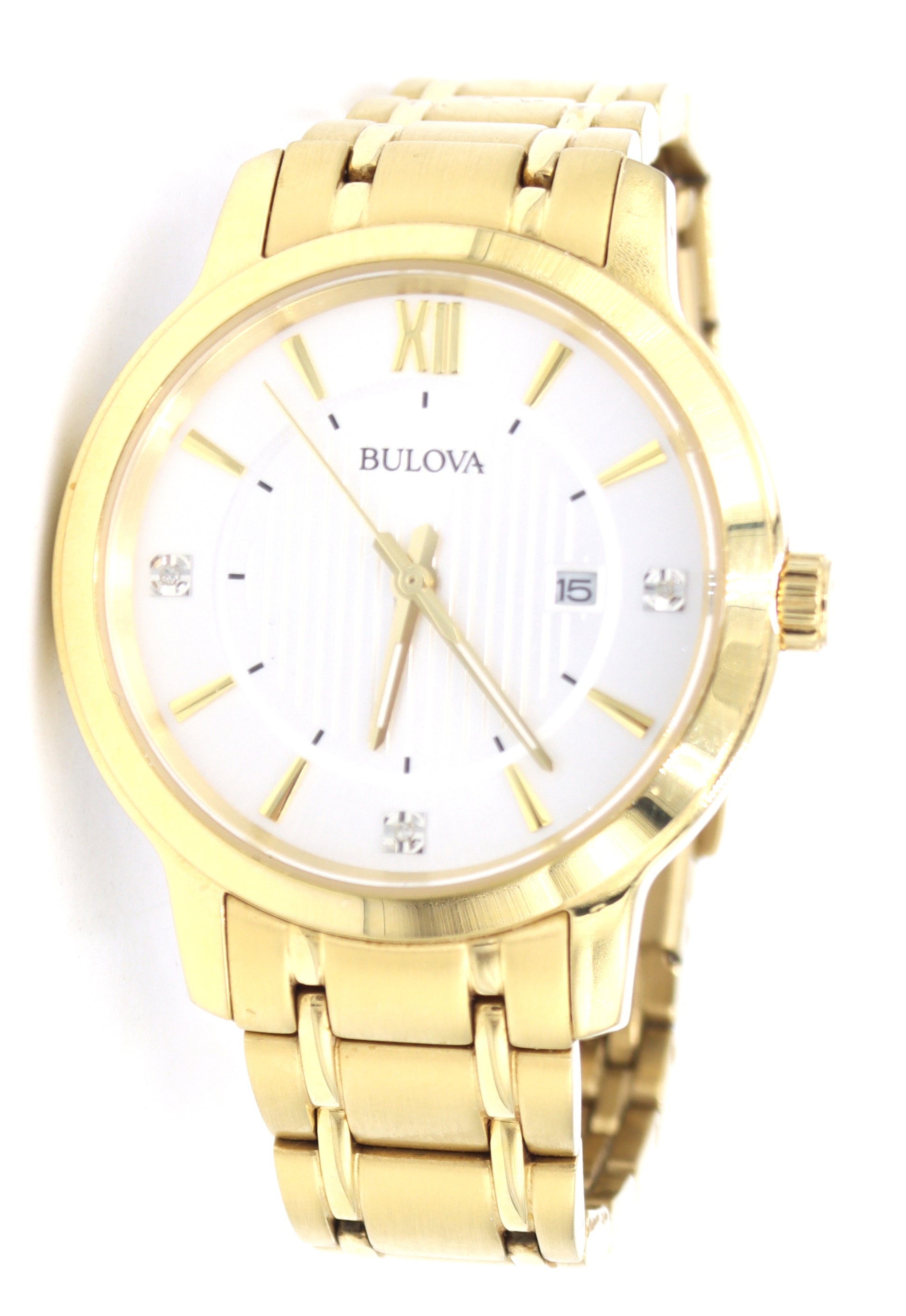 Bulova gold tone quartz round  watch