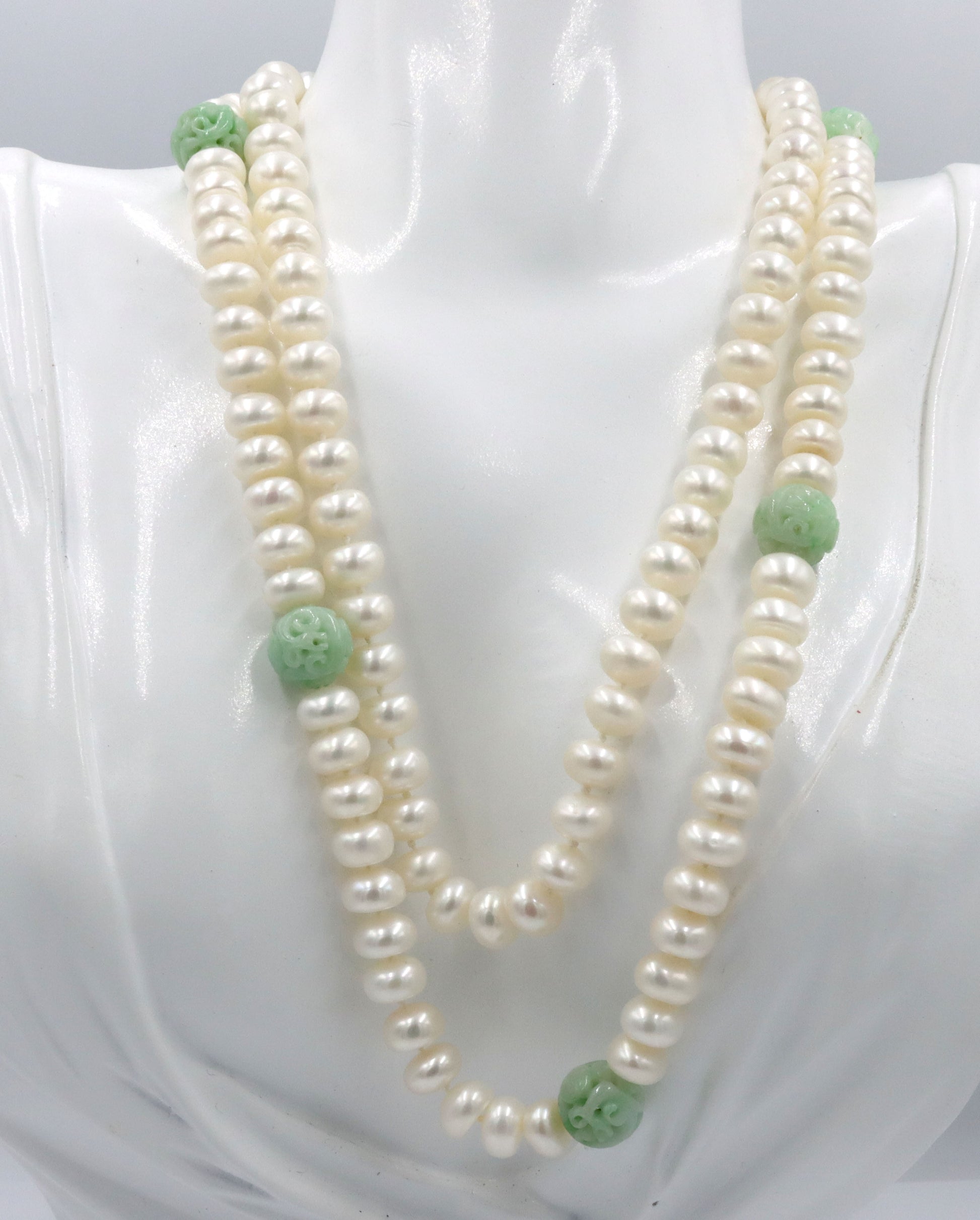 Pearl and Jade long necklace