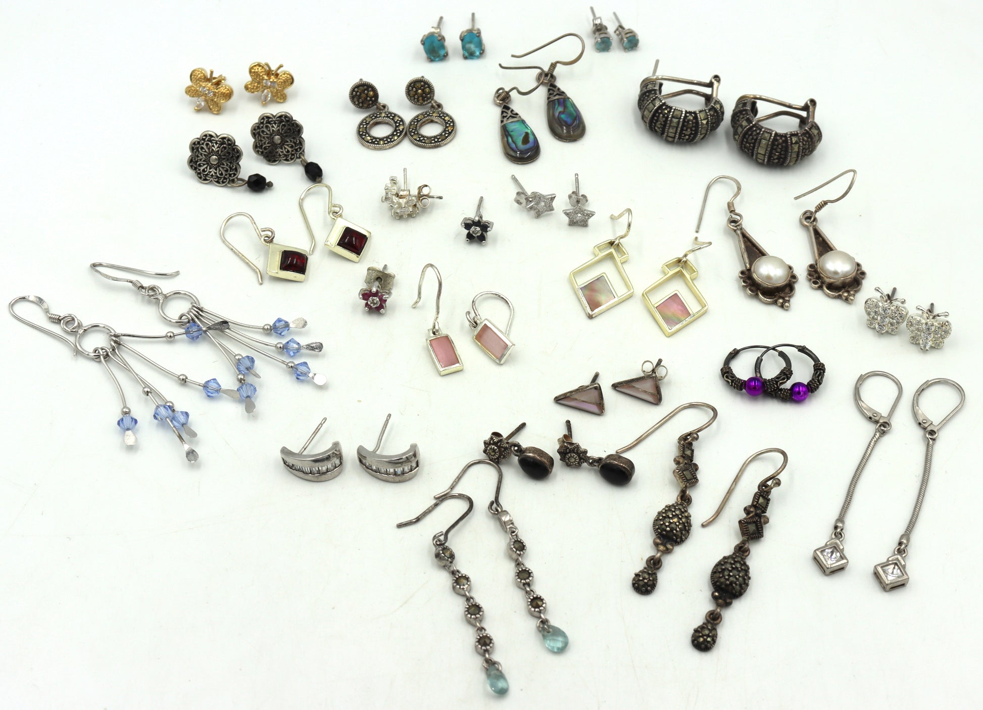Vintage 925 sterling silver group lot of earrings