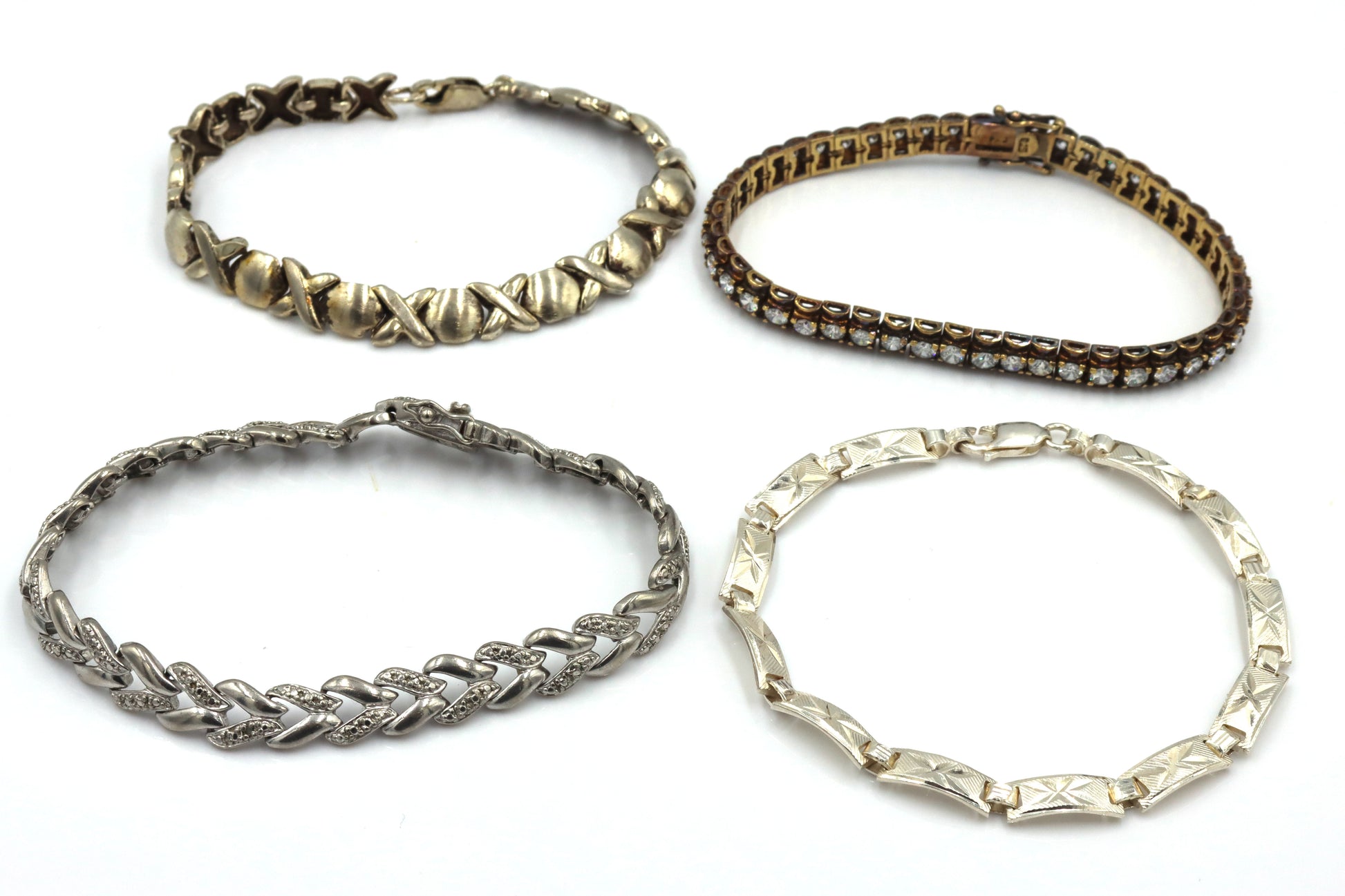 Group of 4 vintage 925 sterling silver bracelets