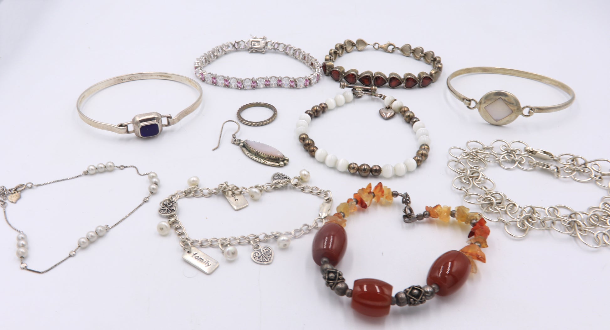 Lot of Vintage 925 Sterling Silver Gemstone Bracelets