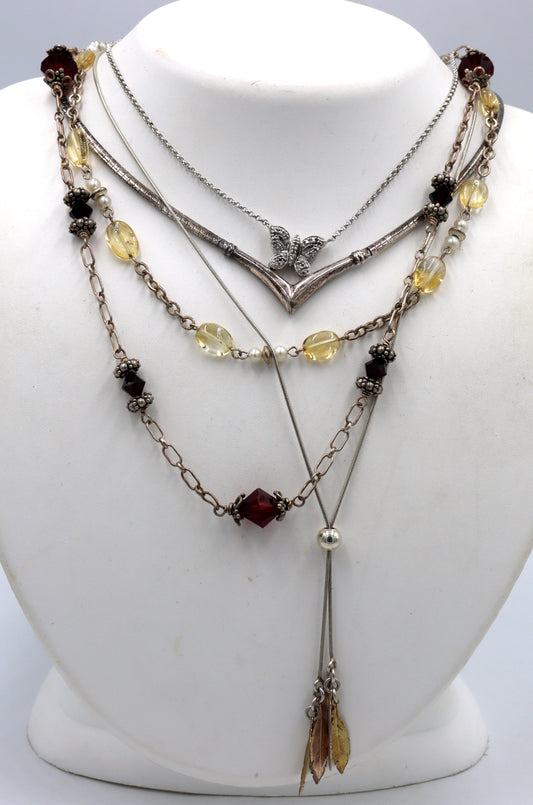 Group lot of 5 Vintage 925 sterling silver necklaces