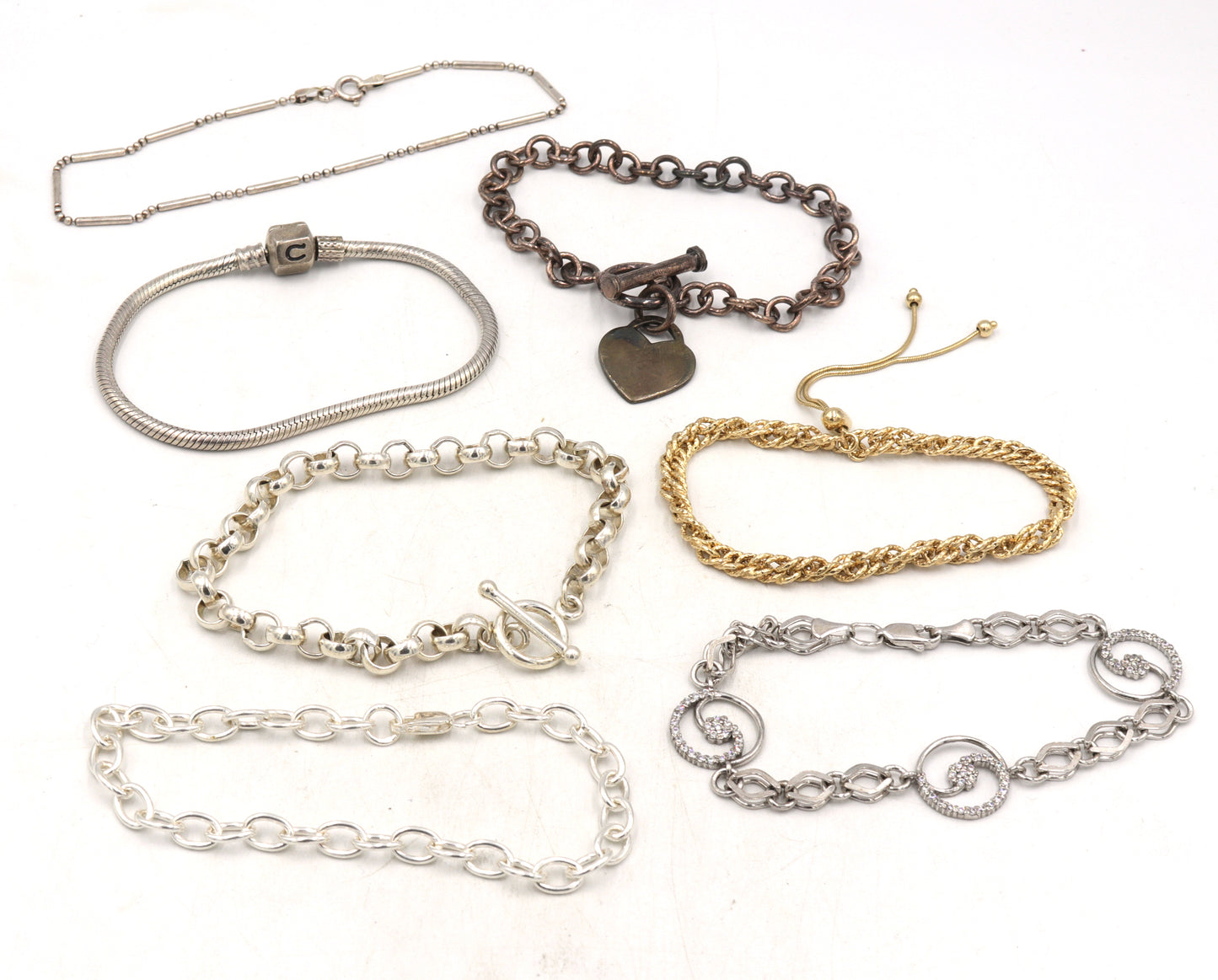 Vintage 925 sterling silver group lot of 7 bracelets