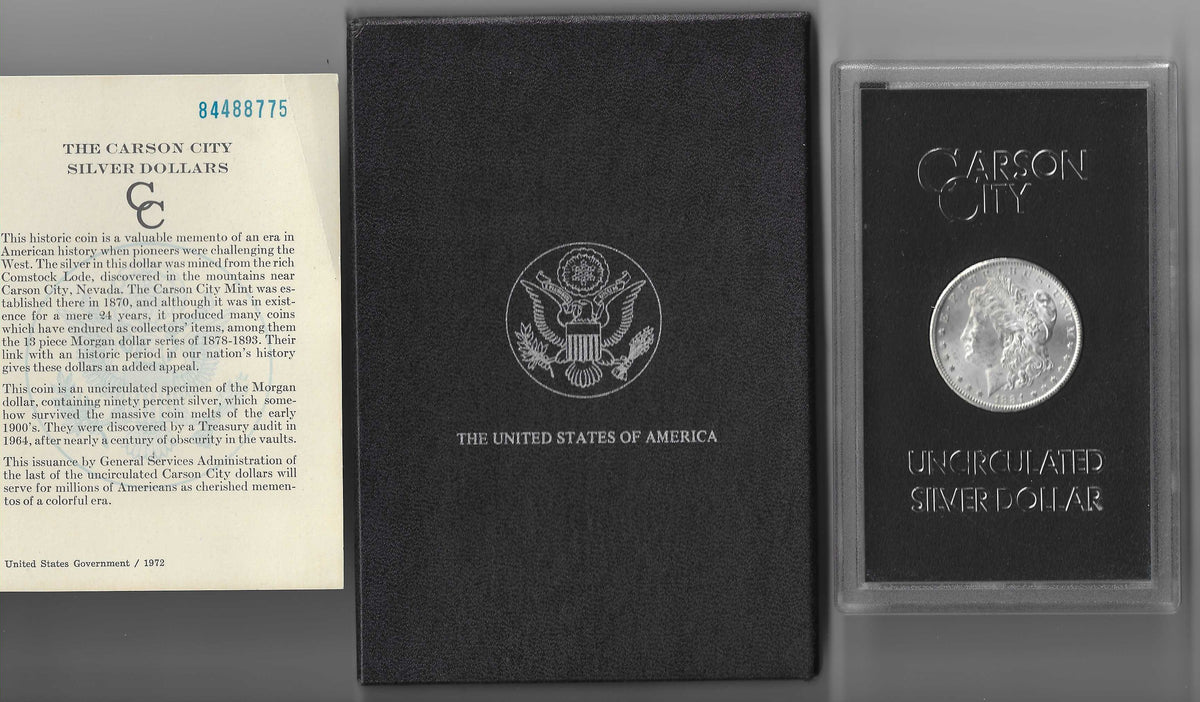 1884-CC Morgan Silver Dollar Uncirculated GSA Carson City Hoard Holder with Original Packaging