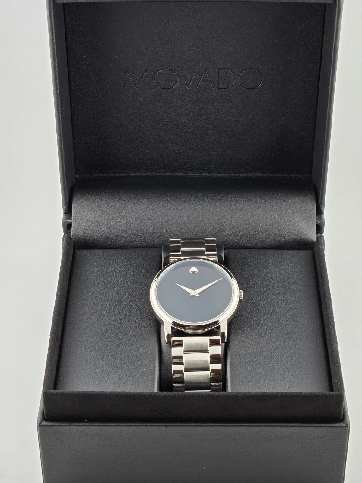 Movado Museum Men’s 38mm Black Dial Swiss Quartz Watch Stainless Steel