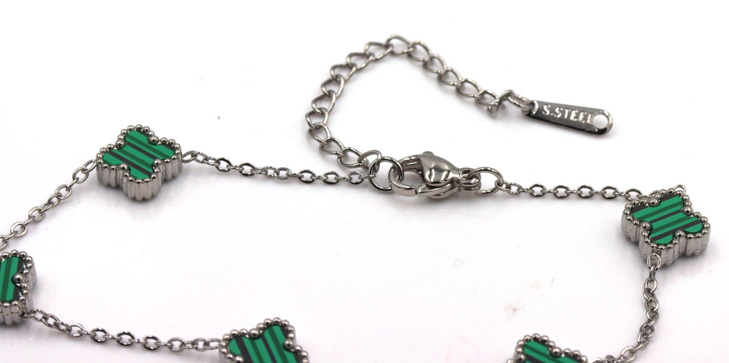 Malachite stainless steel adjustable bracelet