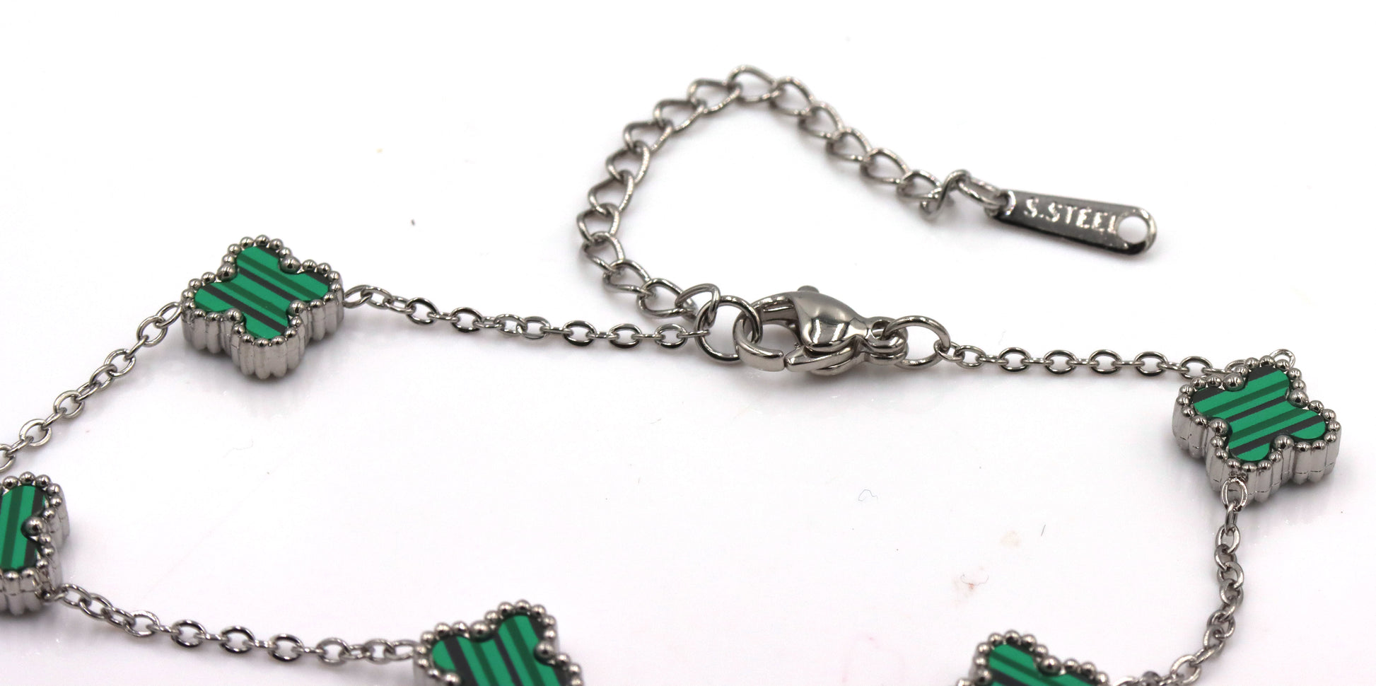 Malachite stainless steel adjustable bracelet