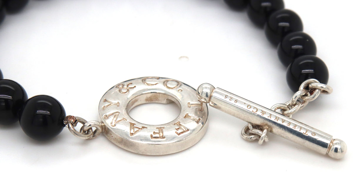 Tiffany & co black onyx beaded bracelet with toggle clasp