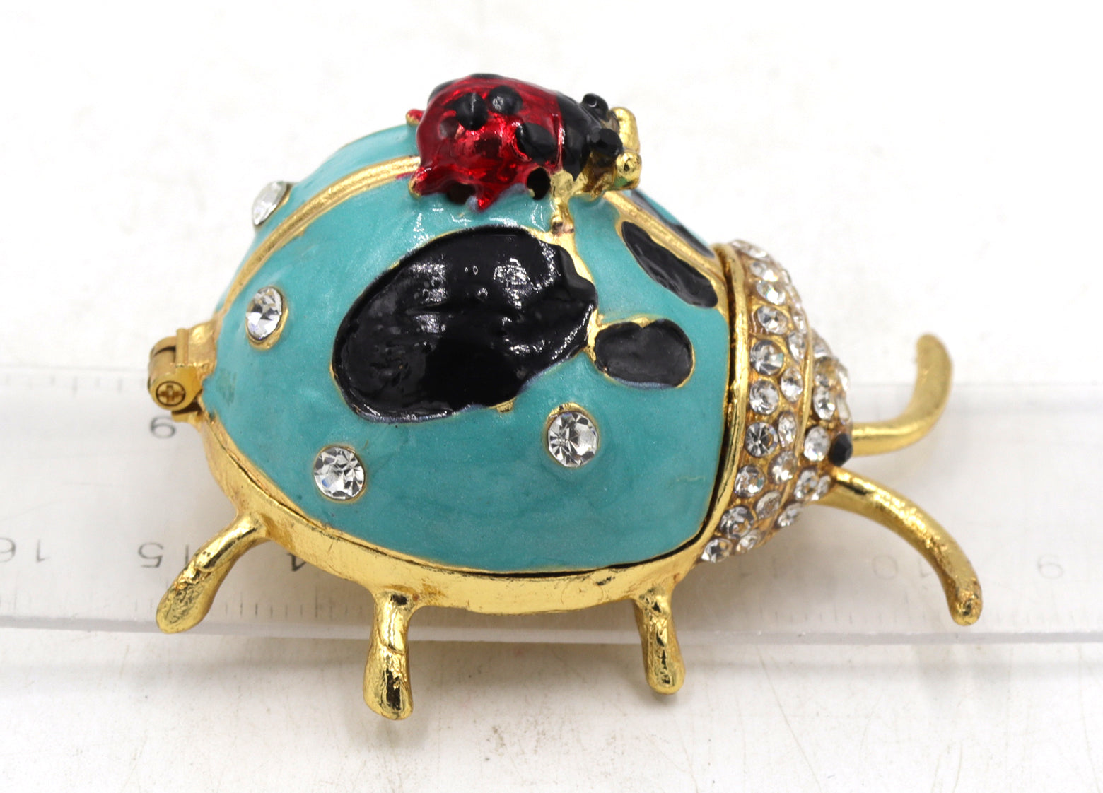 Ladybug enamel trinket box