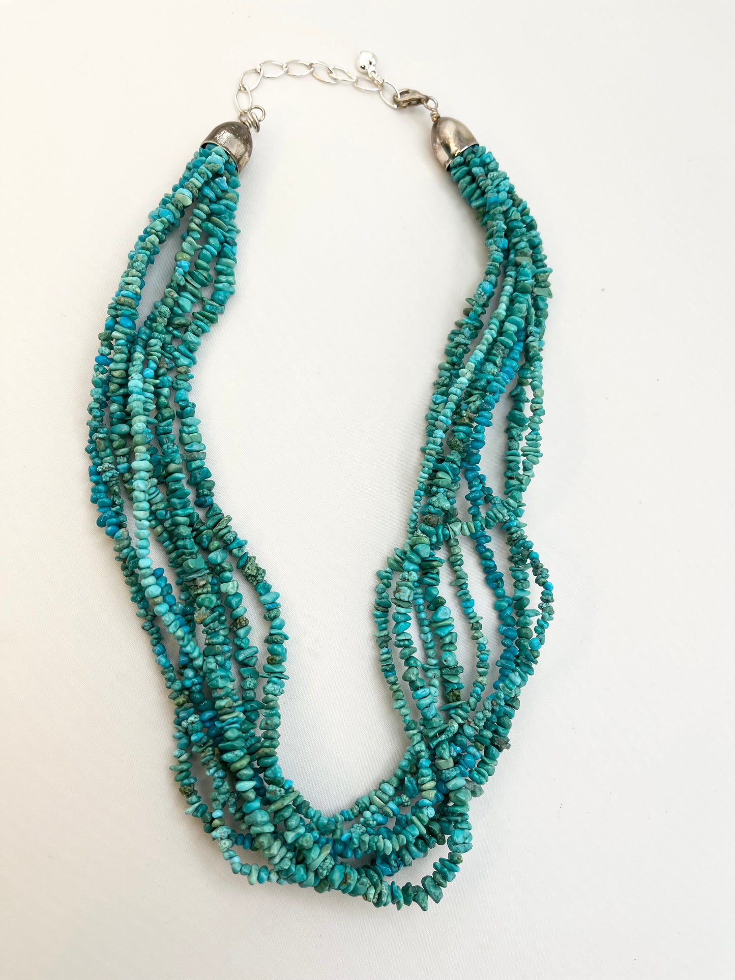 925 Sterling Silver Vintage DTR Jay King Nuggets Natural Turquoise Multi Strands Necklace