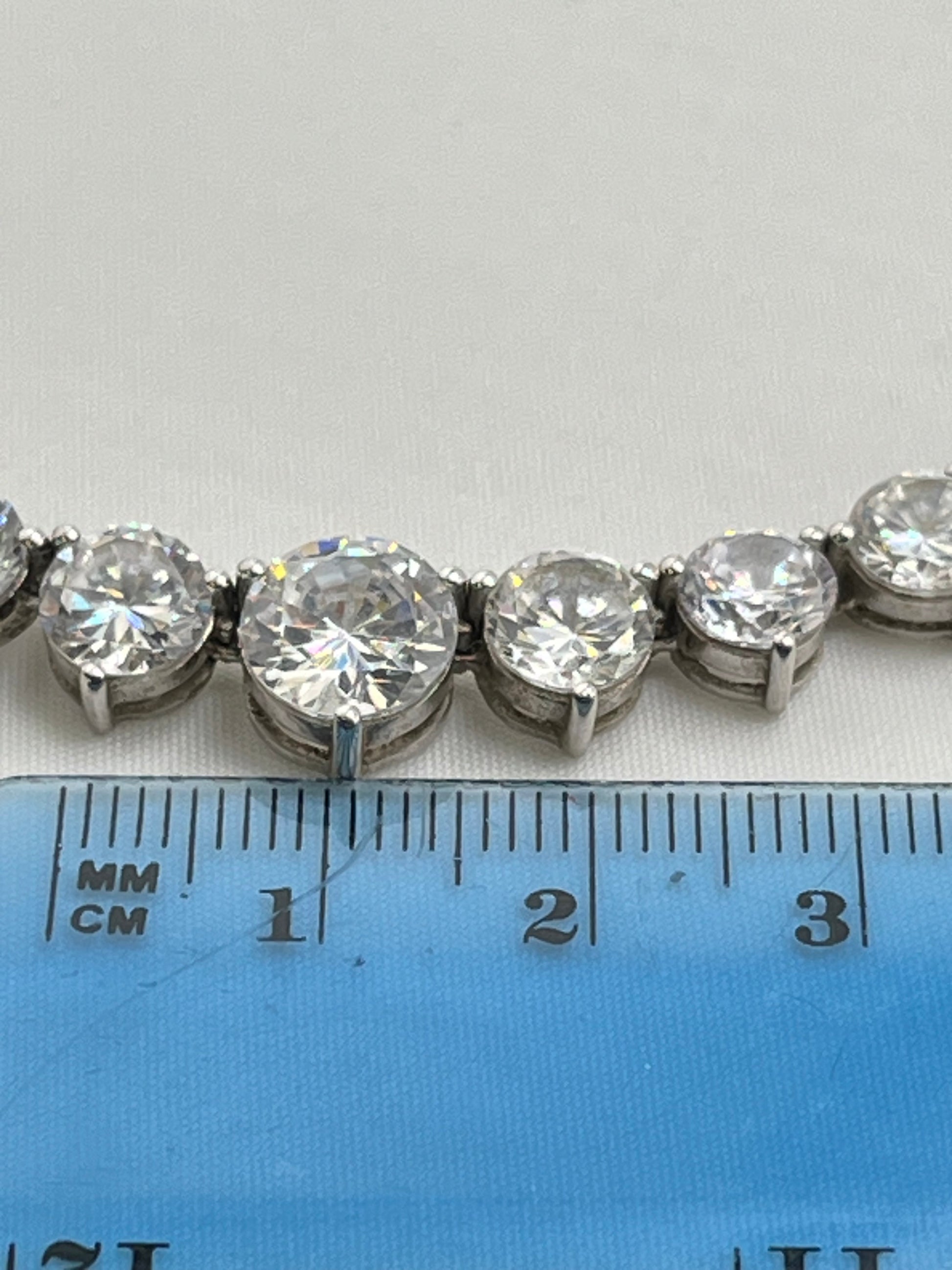 925 Sterling Silver Gratuated Tennis CZ Necklace