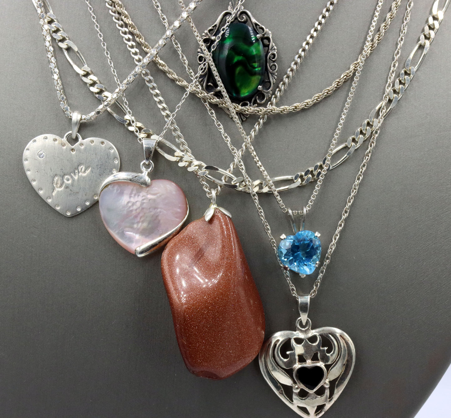 Vintage 925 sterling silver lot of 9 necklaces