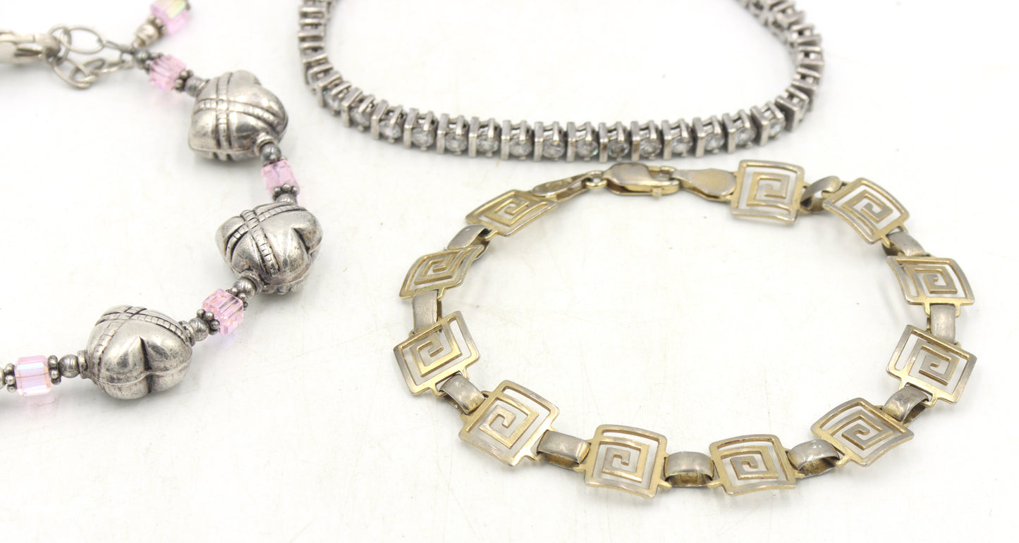 Group lot of 5 Vintage 925 sterling silver bracelets