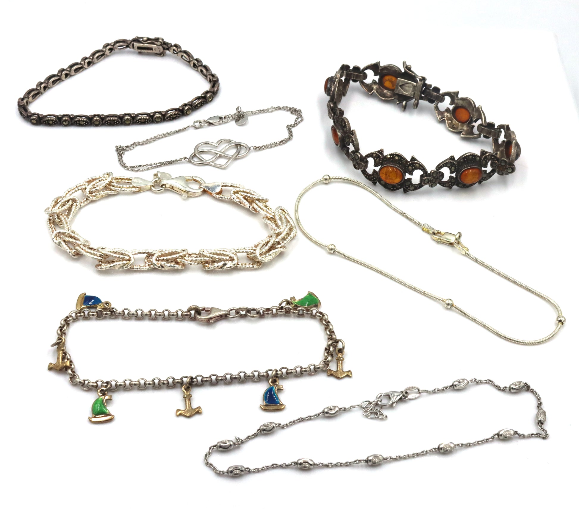 Vintage 925 sterling silver group lot of  bracelets